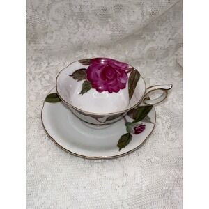 Rossetti Chicago Hand Painted Tea Cup and Saucer Set Pink Rose Japan Vintage